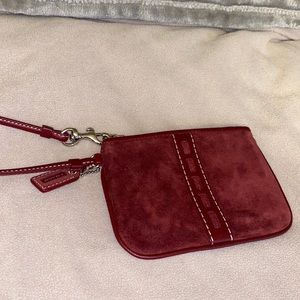 COACH RED SUEDE WRISTLET